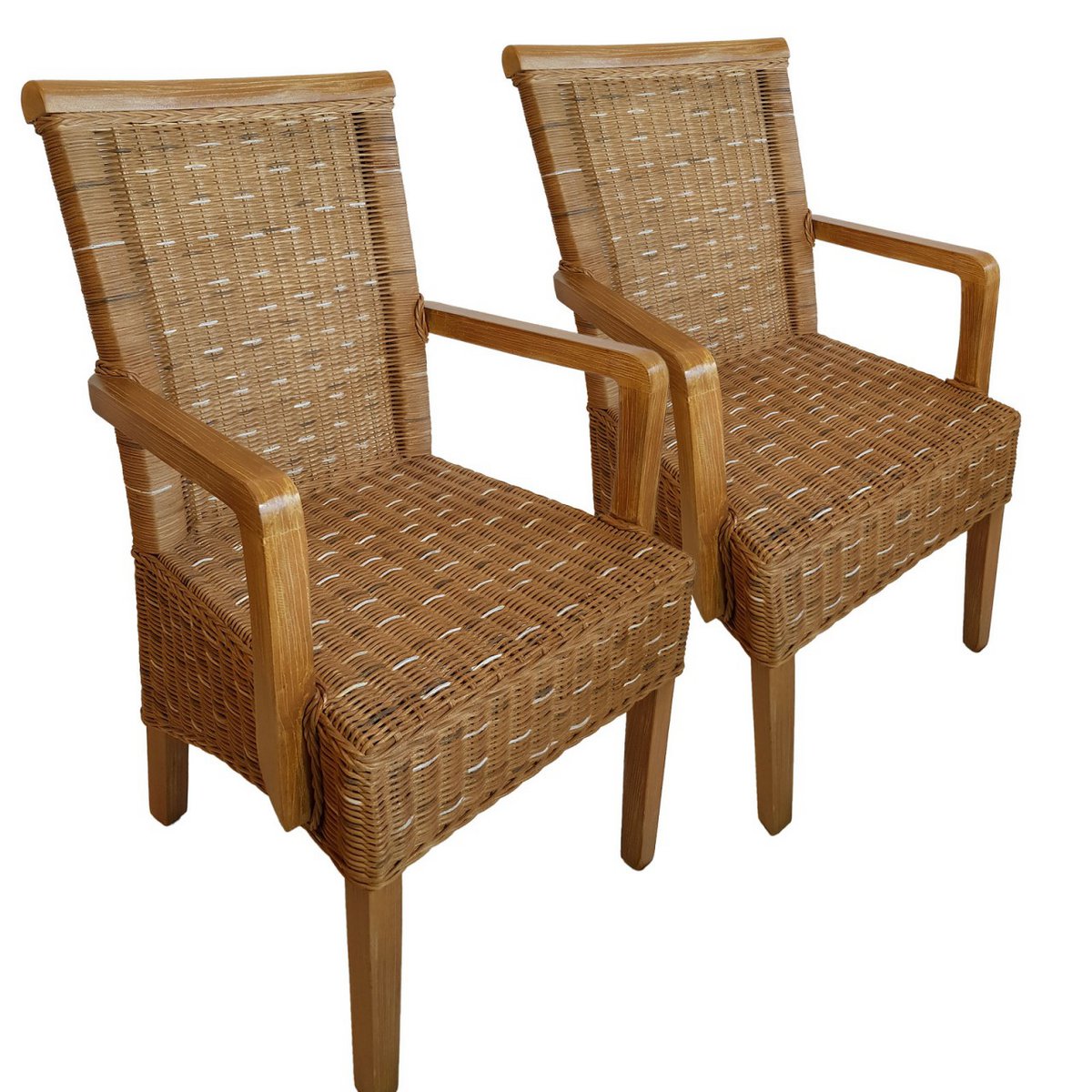Eetkamerstoelen ingesteld met armleuningen 2 stuks Rattan stoel Perth Capuccino Cockture fauteuils duurzaam