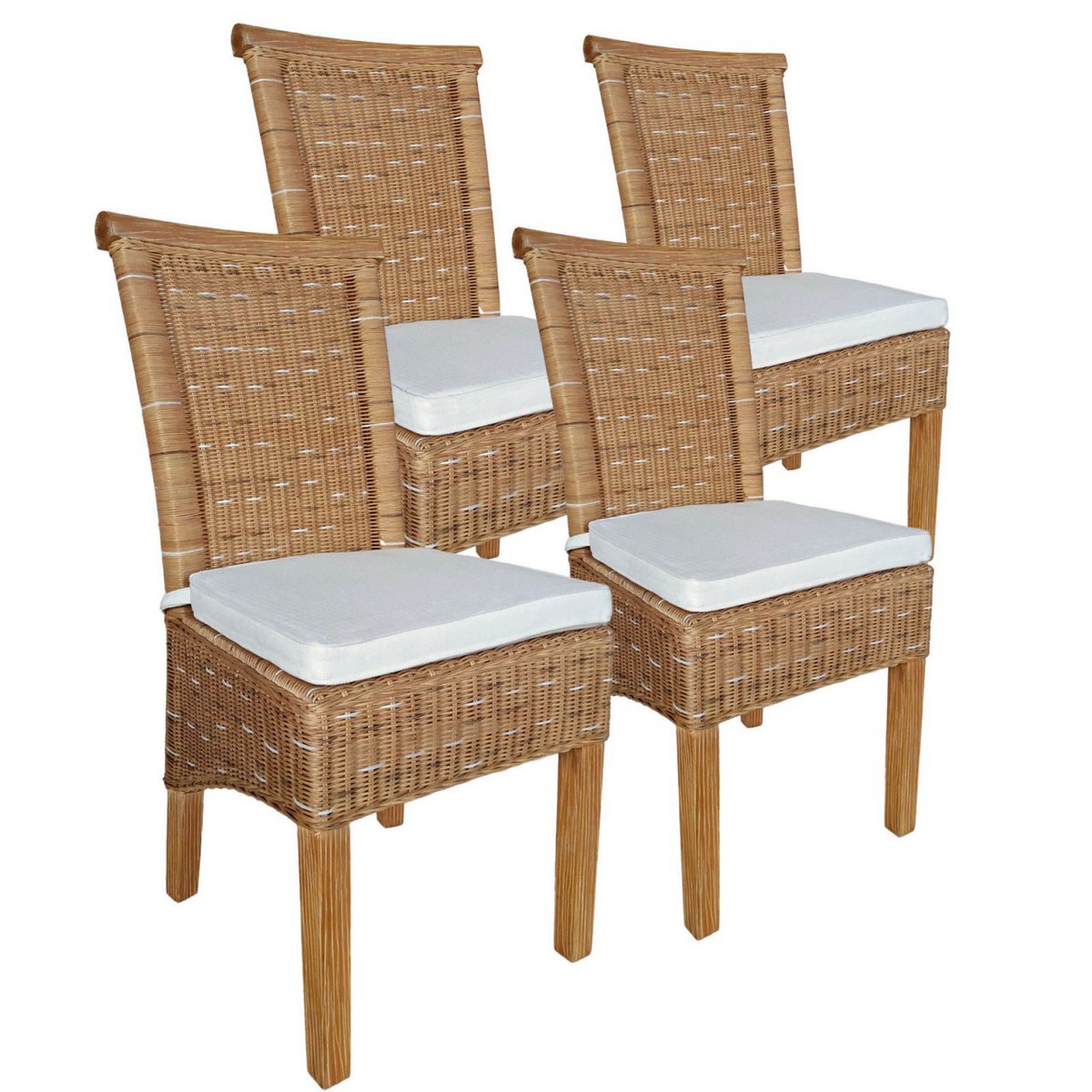 Eetkamerstoelen Set 4 stuks Rattan stoelen eettafel stoelen Perth Brown Corridors