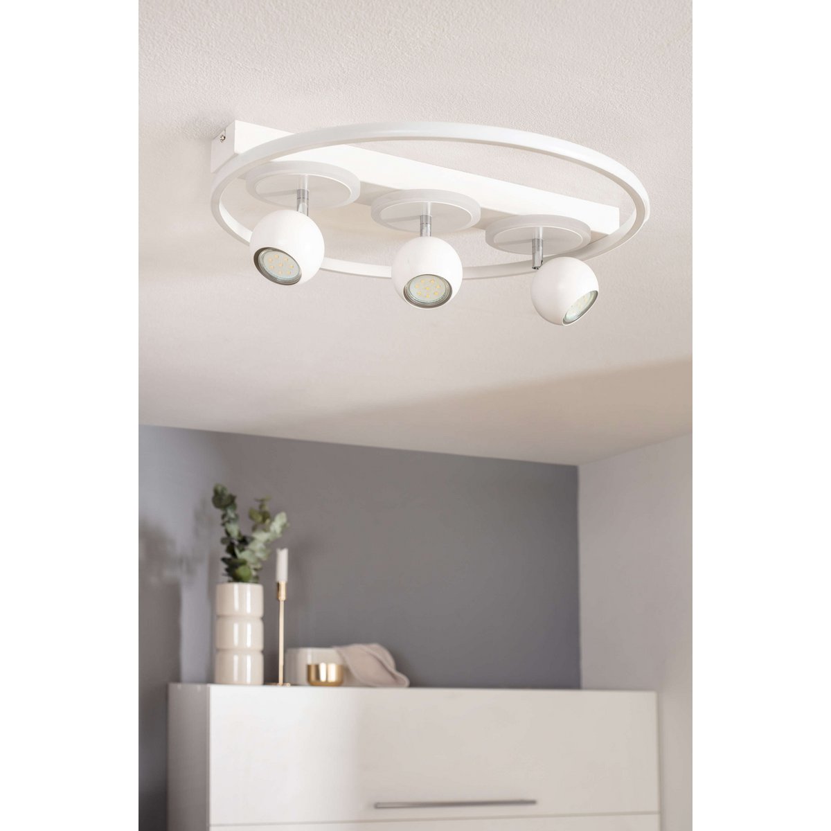 3 Spot LED -plafondlamp "Ronda" Ø 50 cm, gemaakt van metaal en plastic, wit, GU10, vlekken binnen