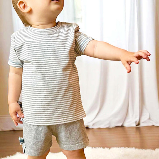 OrganicEra Biologisch baby S/S T-shirt, grijs gestreept