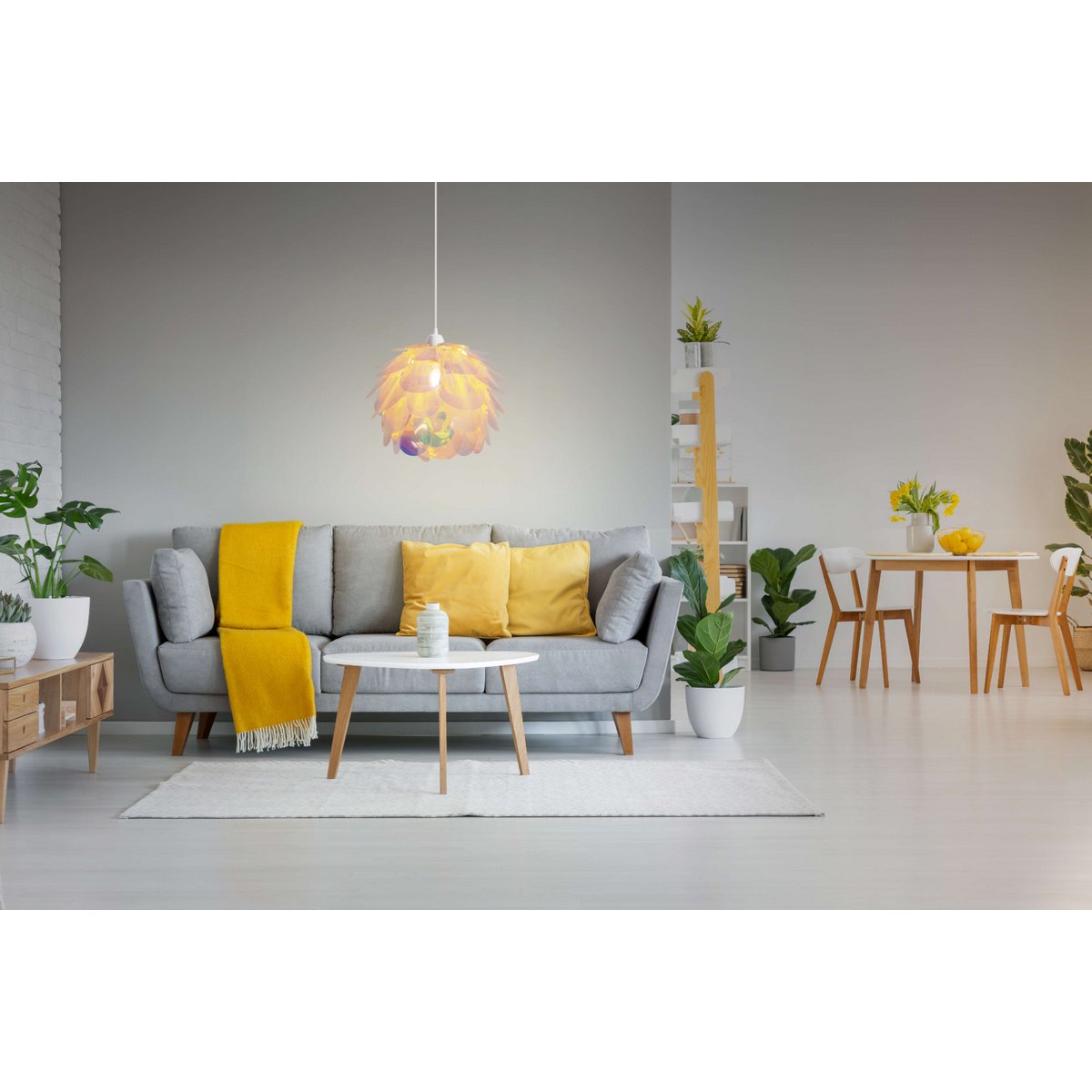 Hanger lamp "fora" gemaakt van metaal en iriserend plastic, e27 socket, verlichting voor woonkamer, eetkamer en kantoor, Ø40 cm