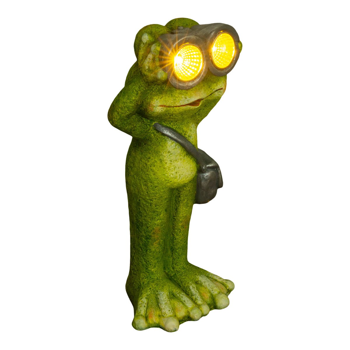 LED Solar Light "Frog" staande voor terras en tuin, gemaakt van groen keramiek, met stevig ingebouwde LED's, decoratielamp voor 30 cm hoog