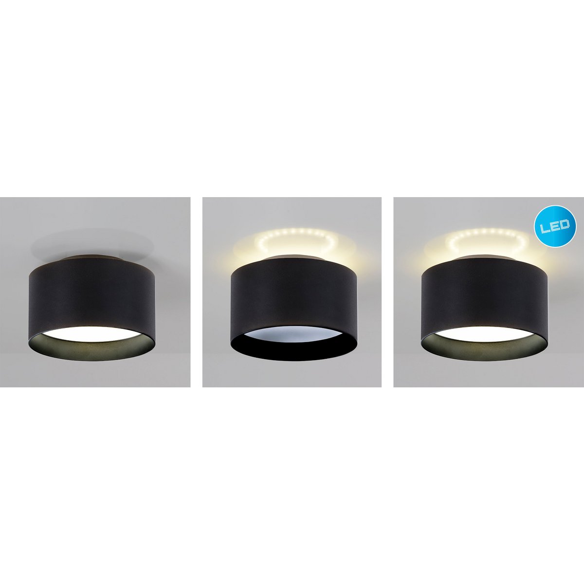 LED Spot "Trios" Ø 14 cm zwart, gemaakt van metaal en plastic met geïntegreerde LED's