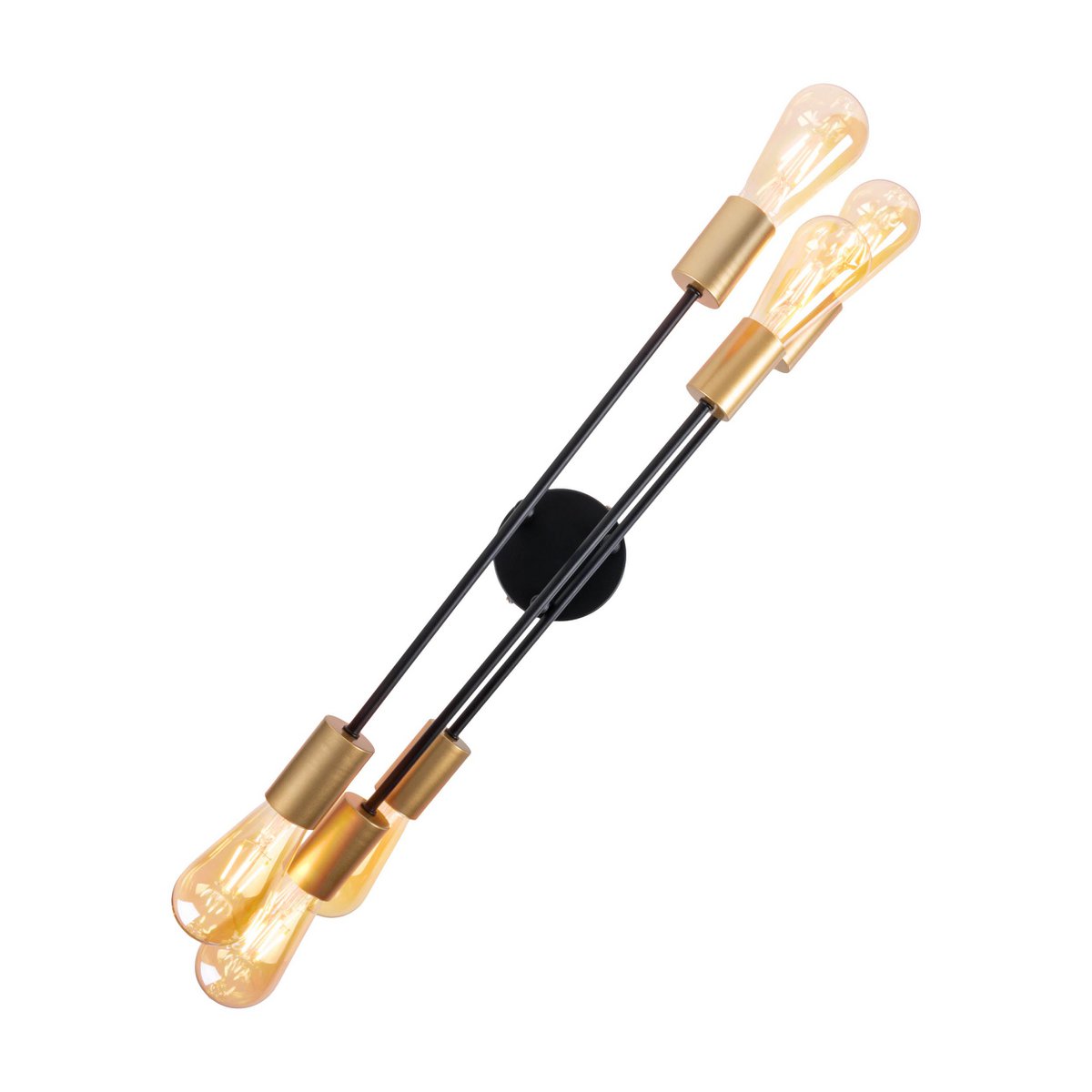 Plafondlicht "Modo" 6-flame gemaakt van metaal in zwart, versies goud, E27-aansluiting, plafondlamp voor woonkamer, eetkamer, keuken, gang, gang of kantoor met een Øvon 54,5 cm