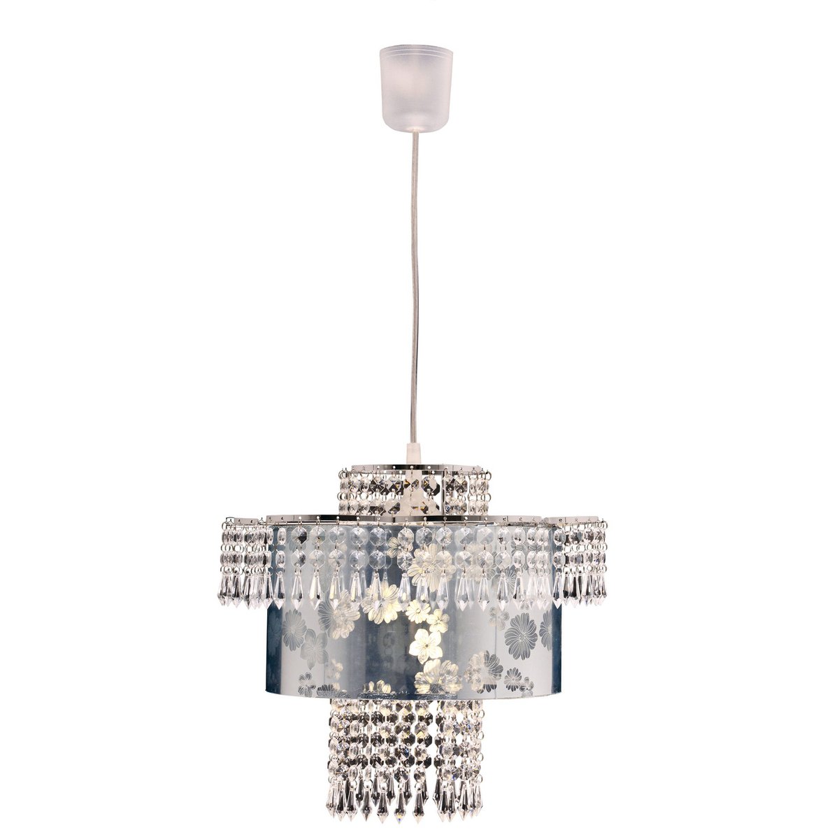 Acryl hanger lamp "fancy" van moderne kroonluchters gemaakt van metaal en plastic in chroom, met E27 -versie en een Øvon 32 cm