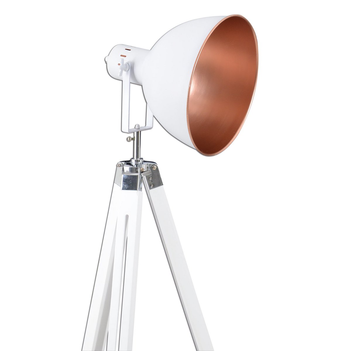 Staande lamp driekbende "" Christie "" gemaakt van metaal en wit geschilderd hol, e27, 90-130 cm hoog