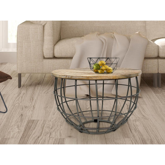 Bijzettafel Duurzame salontafel Woonkamer Tafel Ronde Lexington Ø 55 cm Metalen frame Solid