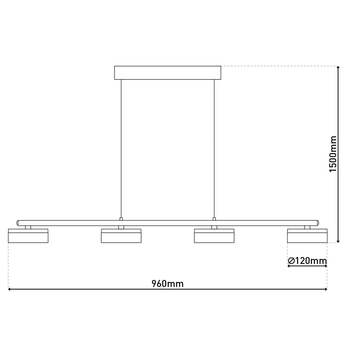 LED hanger lamp "CIMO" gemaakt van metaal en plastic in zwart, met geïntegreerde LED, lengte 96 cm