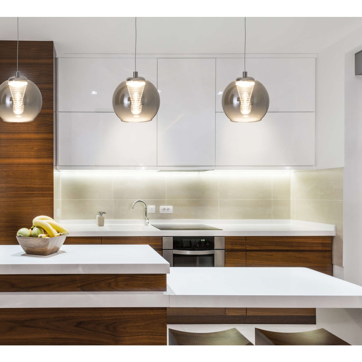 LED -hanger lamp "vaso", hanglamp gemaakt van metaal en glas in antraciet, met stevig ingebouwde LED's, hangende lamp voor eetkamer en woonkamer met een Øvon 14,5 cm.