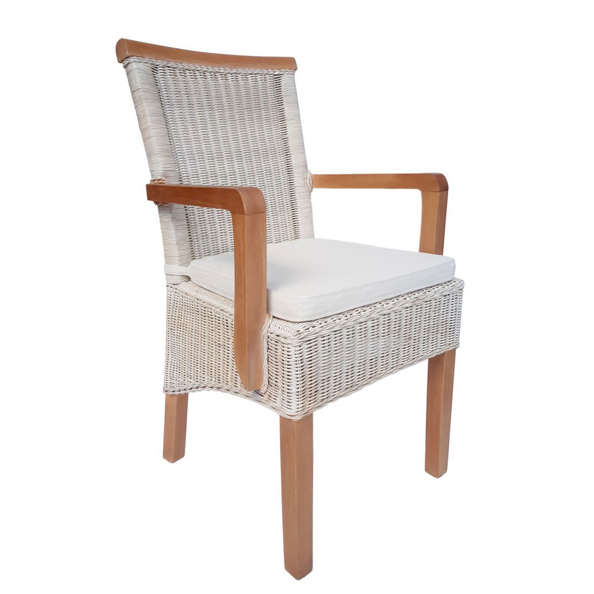 Eetkamerstoel met armleuningen rattan stoel witte Perth parapils rattan fauteuil duurzaam
