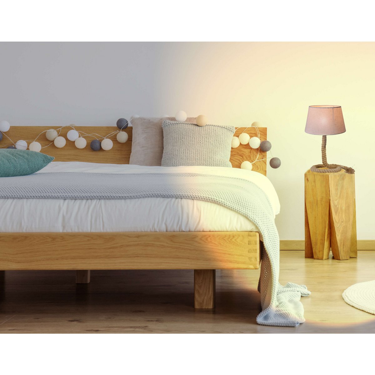 Tafellamp met tekstblazer "touw", tafellamp gemaakt van metaal, plastic, jute en textiel in wit, met E14 -versie, voor woonkamers, gang of kantoor, 40 cm hoog