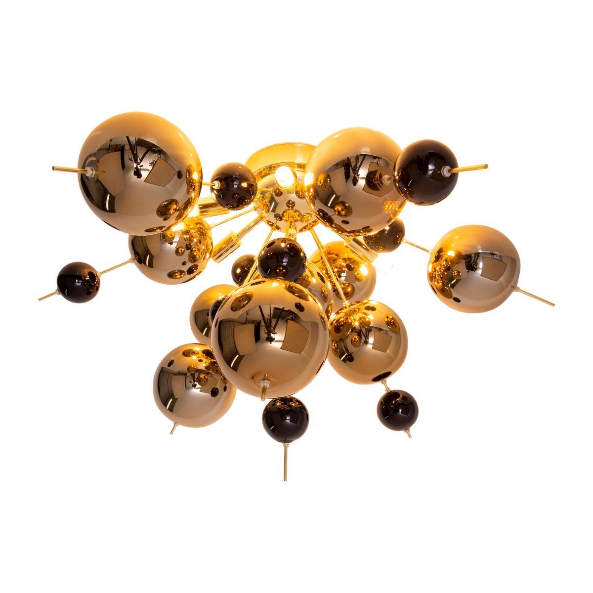 Plafondlamp "explosie" goud gemaakt van metaal en glas, G9 -versies, plafondlamp voor eetkamer, woonkamer, gang of kantoor, Ø57 cm