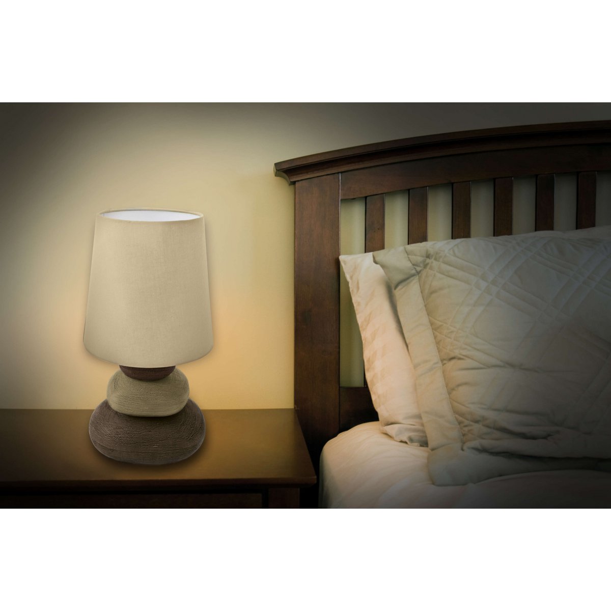 Keramische tafellamp "Stoney", tafellamp gemaakt van keramiek, natuur, met E14 -versie, tafellamp voor eetkamer, woonkamer, gang of kantoor, of als een bedlamp, 31 cm hoog