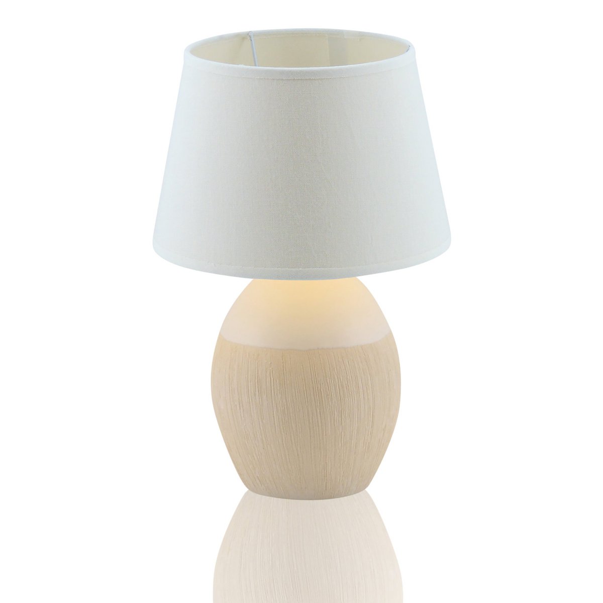 Keramische tafellamp "Talia", tafellamp gemaakt van keramiek, beige/wit, met E14 -versie, voor eetkamer, woonkamer, gang of kantoor, 31 cm hoog