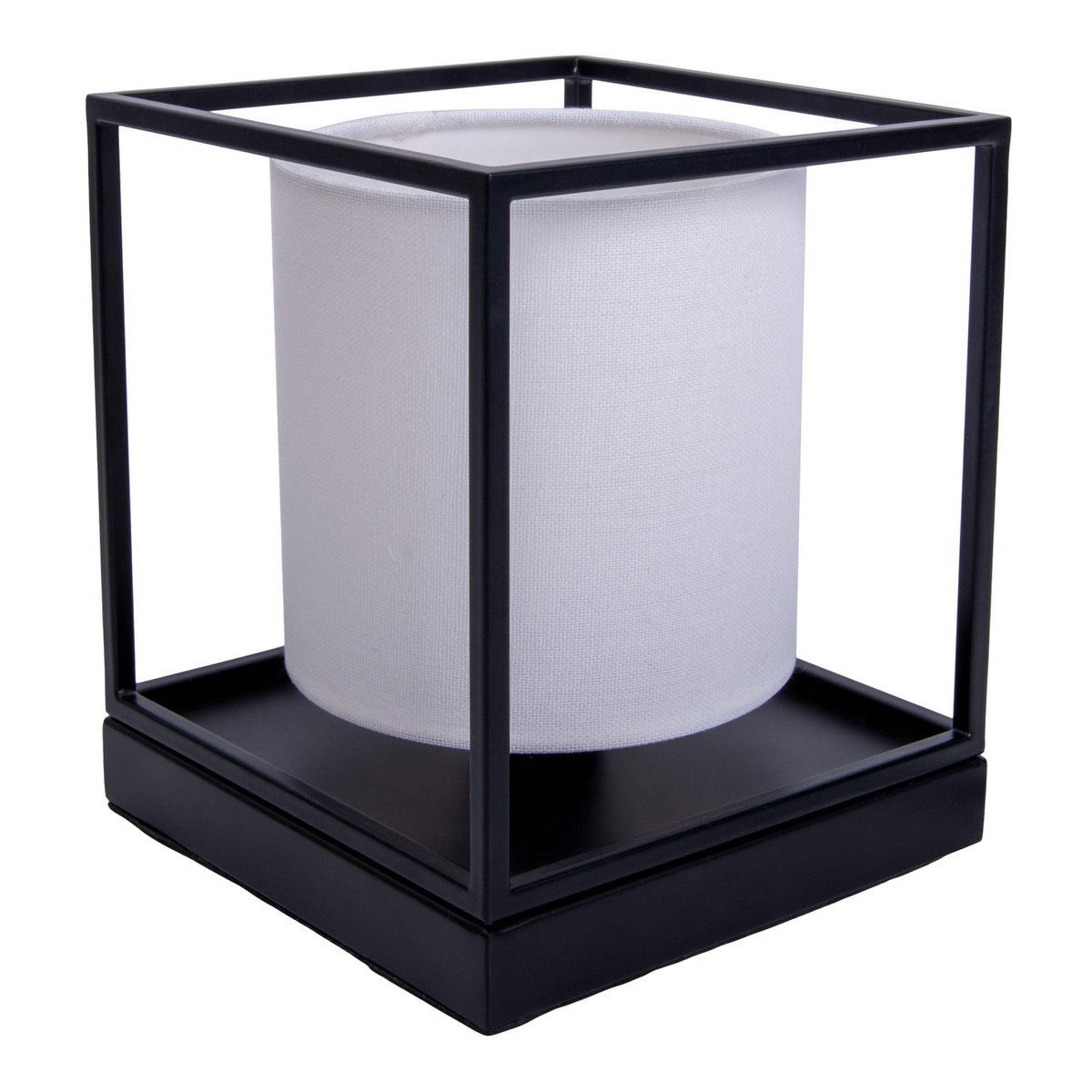 Tafellamp "Beta" wit gemaakt van metaal met stof paraplu in wit, met E14 -aansluiting, lamp voor woonkamer, eetkamer, gang en kantoor, 15 x 15 x 17 cm