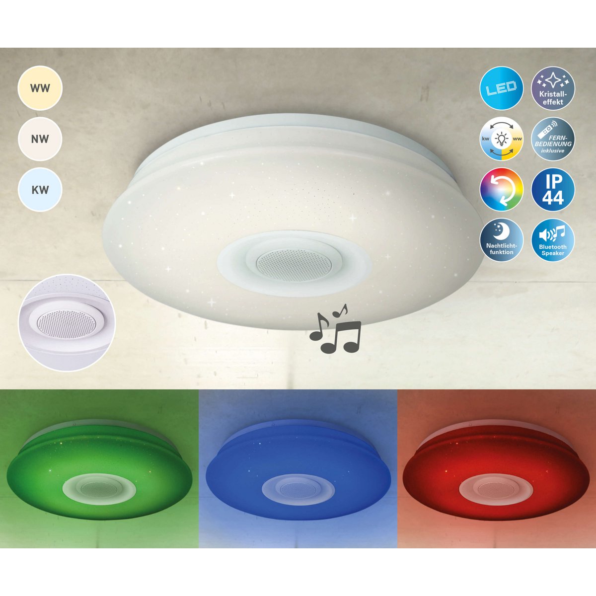 LED -plafondlicht "Montreal" met Bluetooth