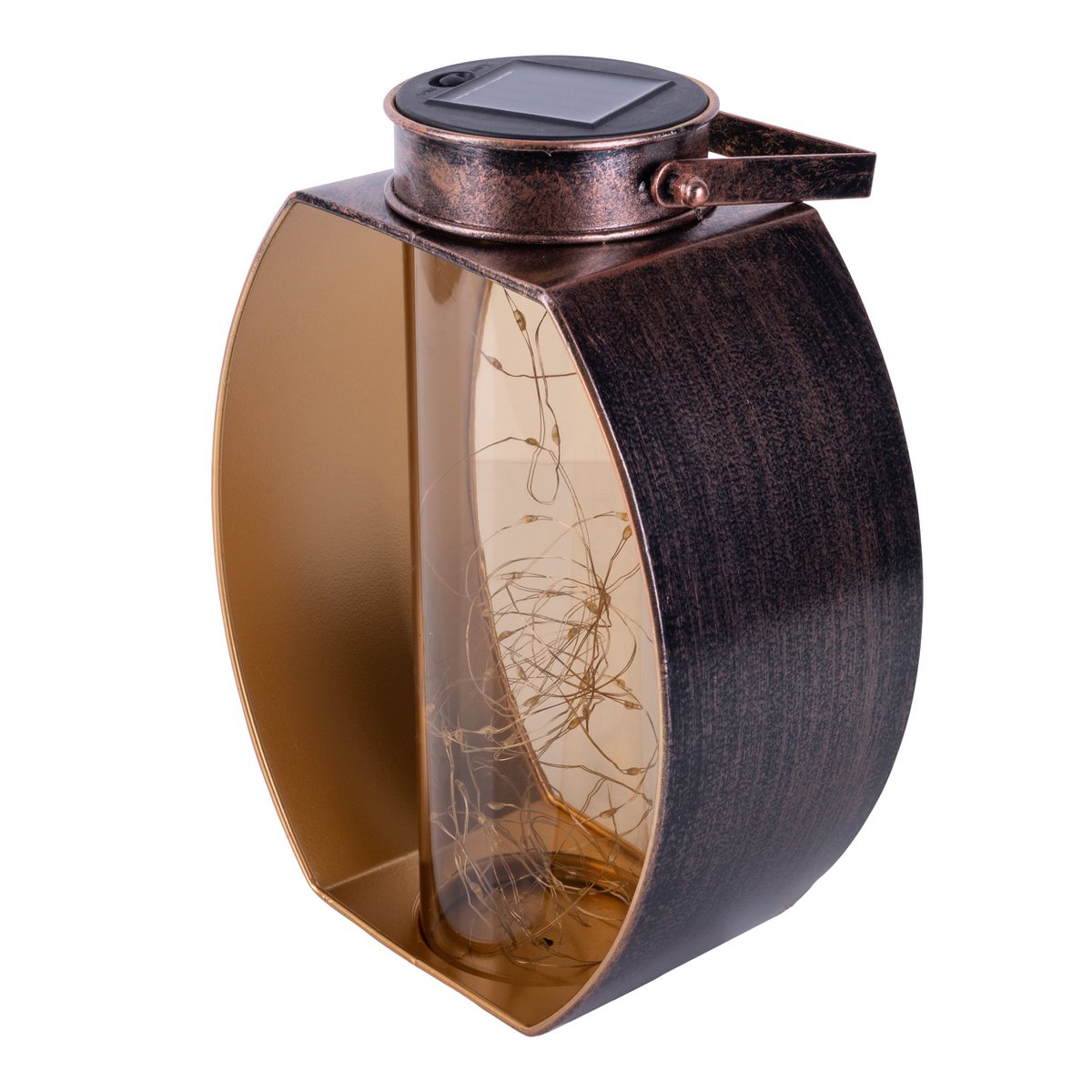 LED ZONNELIJKE LICHT "Fairylight" voor terras en balkon, LED -tafellamp gemaakt van metaal gemaakt van zwart en goud en acryl, stevig gebouwd -in LED's, decoratie Solar Light 26 x 19,5 x12,5 cm