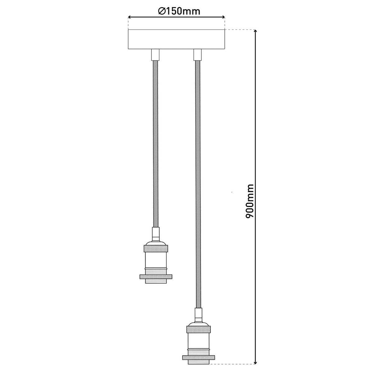 Metalen metalen Baldachin met 2 personen "Ontario" Decoratieve hanglamp gemaakt van metaal in alt-messing en jute, E27-versies, verlichting voor woonkamers of kantoor.