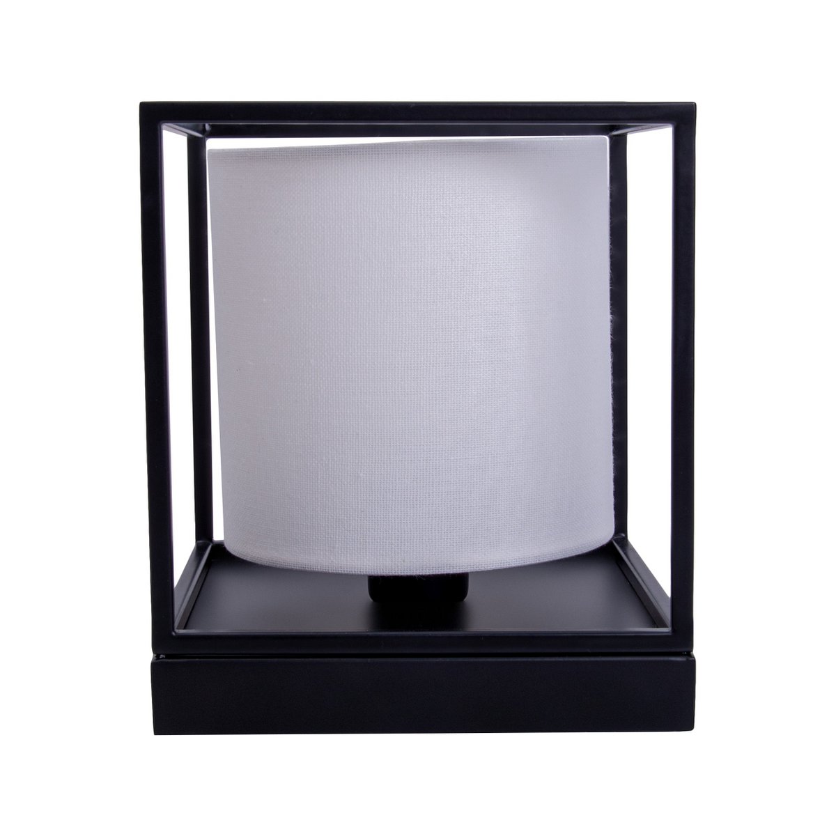 Tafellamp "Beta" wit gemaakt van metaal met stof paraplu in wit, met E14 -aansluiting, lamp voor woonkamer, eetkamer, gang en kantoor, 15 x 15 x 17 cm