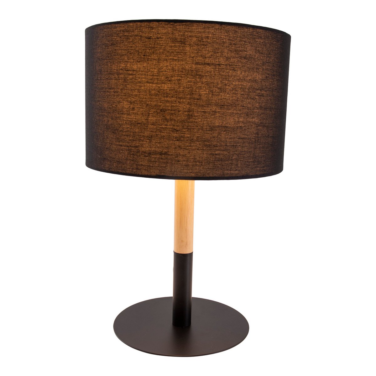 Textieltafel Licht "Tessile", tafellamp gemaakt van metaal, textiel en rubberen boom in zwart,/Natuur, met E14 -aansluiting, voor eetkamer, woonkamer, gang of kantoor, 37 cm hoog