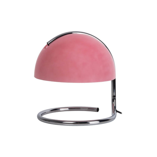Tafellamp "Burano" roze, ca. 25 cm hoog, Ø 23,5 cm, gemaakt van chroom -gekleurd metaal en roze glas, E27.