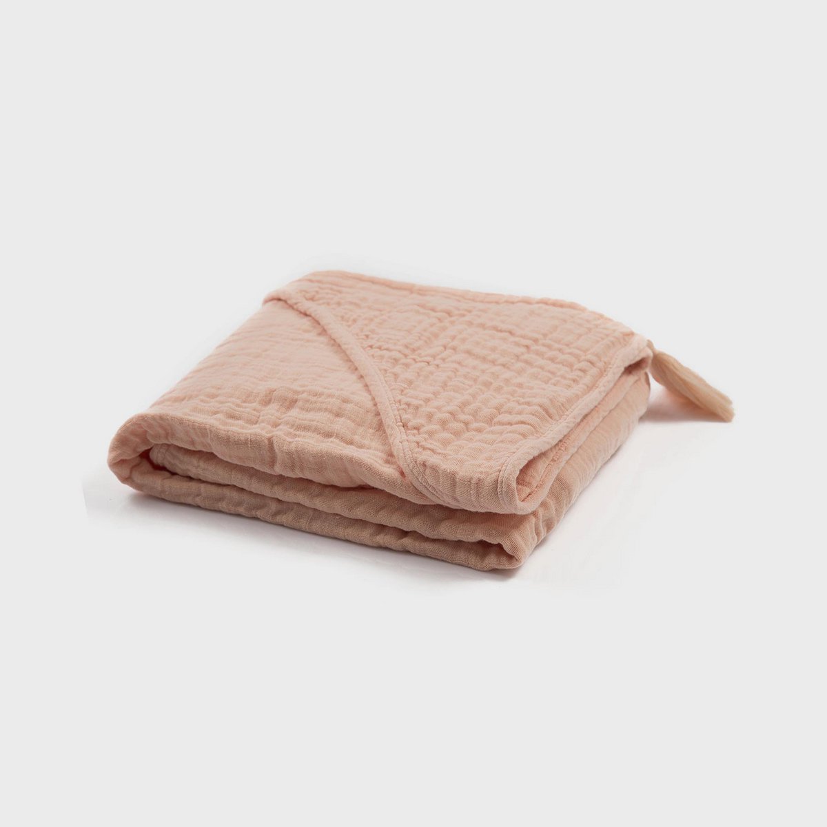 OrganicEra Biologische mousseline babyhanddoek met capuchon, zalm