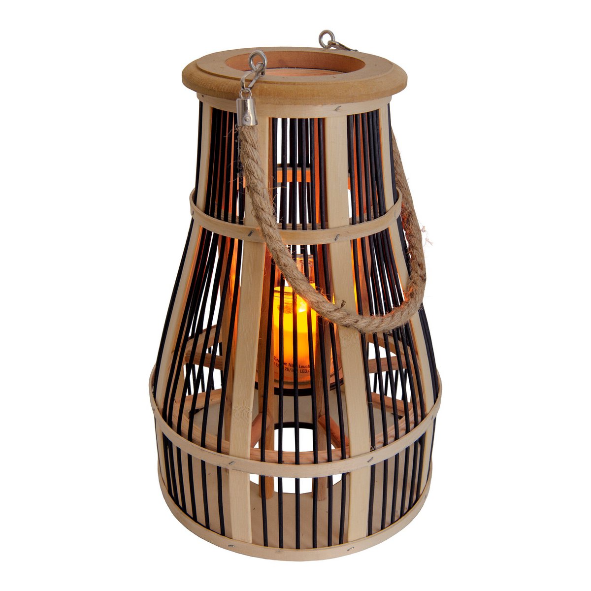 Decollicht "Korbinian" inclusief Solar Led Candle for Garden and Balcony, van Rattan in Nature, Solar Lamp Hoogte 35 cm