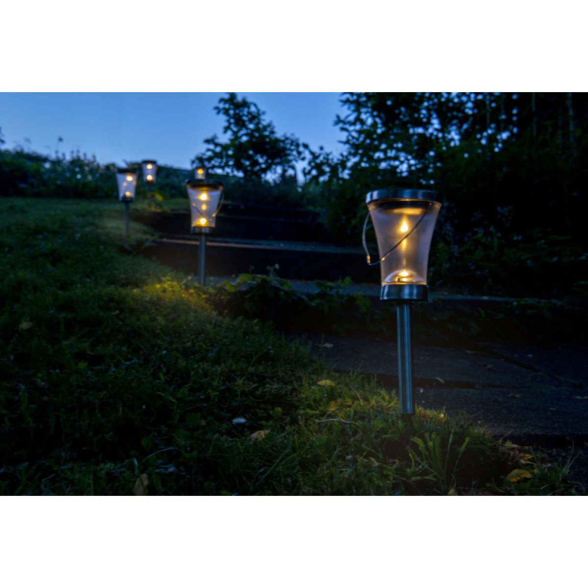 8 Set LED-decoratie Solar Light, voor buiten, gemaakt van metaal en plastic in stalen blanke, geïntegreerde LED
