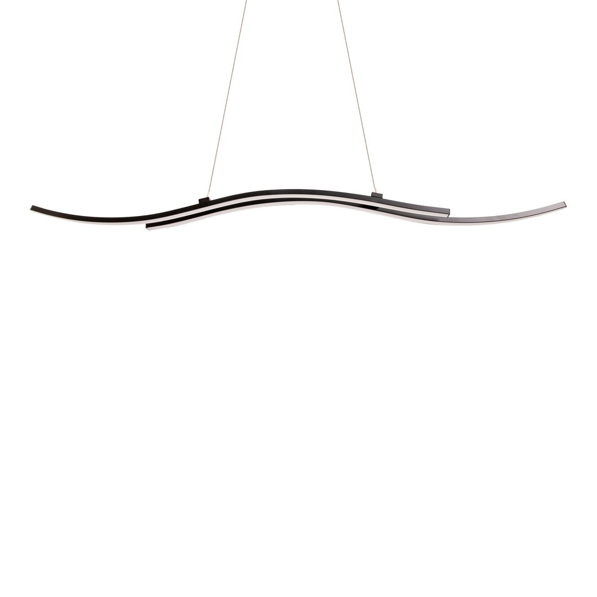 LED hanglamp "onda", hanglamp gemaakt van metaal en plastic in zwart, met stevig ingebouwde LED's, verlichting voor woonkamer, eetkamer of kantoor, 96 cm lang
