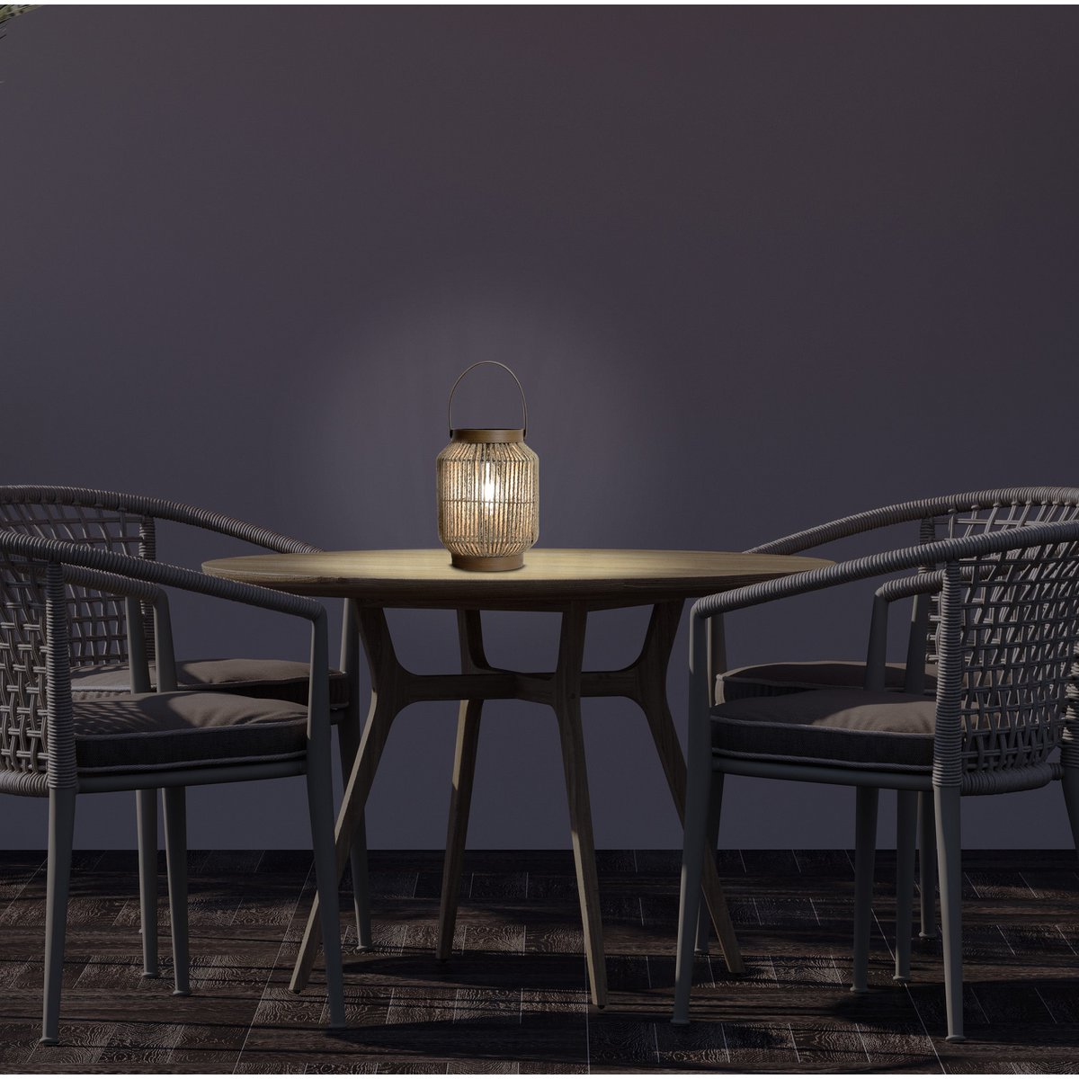 LED zonnelamp "Korbiniaanse" decoratie voor het buitengebied gemaakt van metaal, plastic en snoer in de natuur, met stevig ingebouwde LED's.