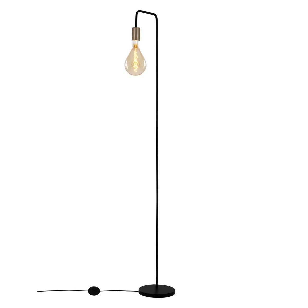 Staande lamp "Modo" gemaakt van metaal in zwarte, versies in goud, E27 -aansluiting, tafellamp voor woonkamer, eetkamer, keuken, gang, gang of kantoor, 150 High