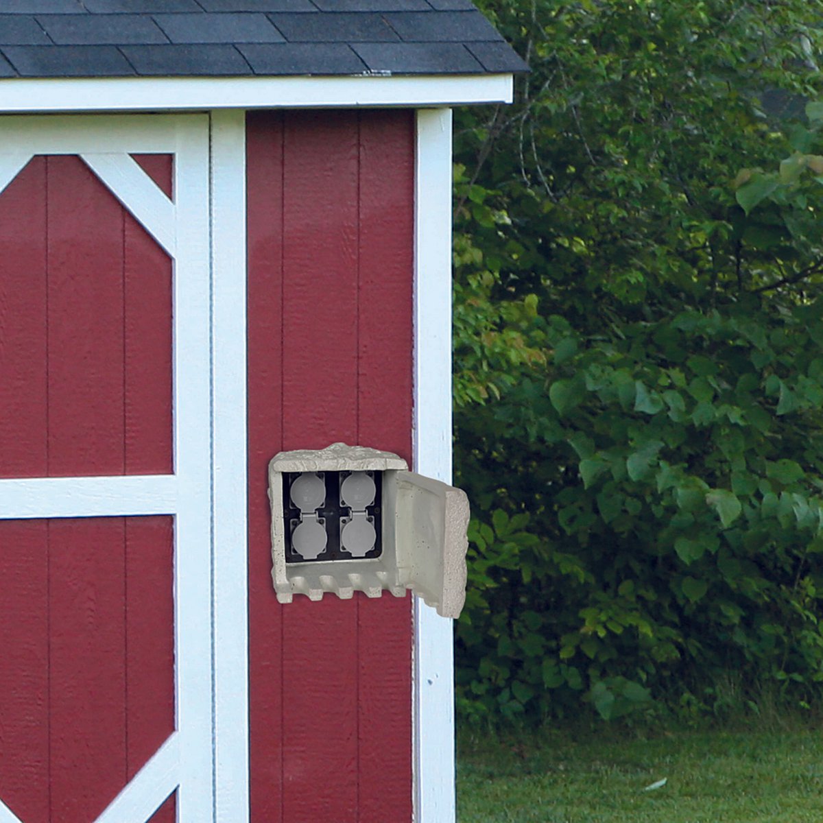 Buitenbekleding Stone "Roccus", gemaakt van grijs plastic, stopcontacten/technologie voor tuin en terras