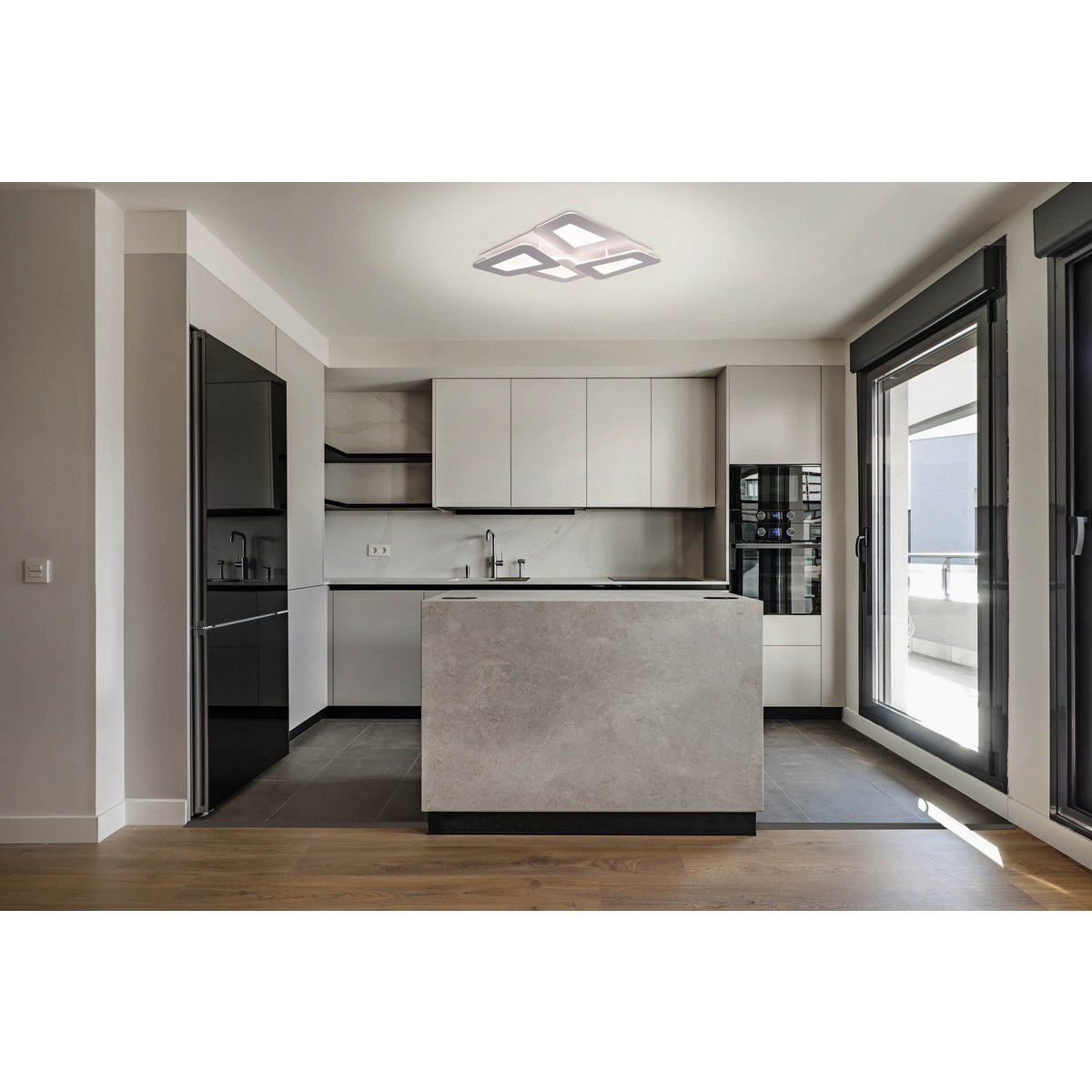 LED -plafondlamp "SIMEN" 48 x 48 cm, metaal en plastic, wit, geïntegreerde LED's, warm wit