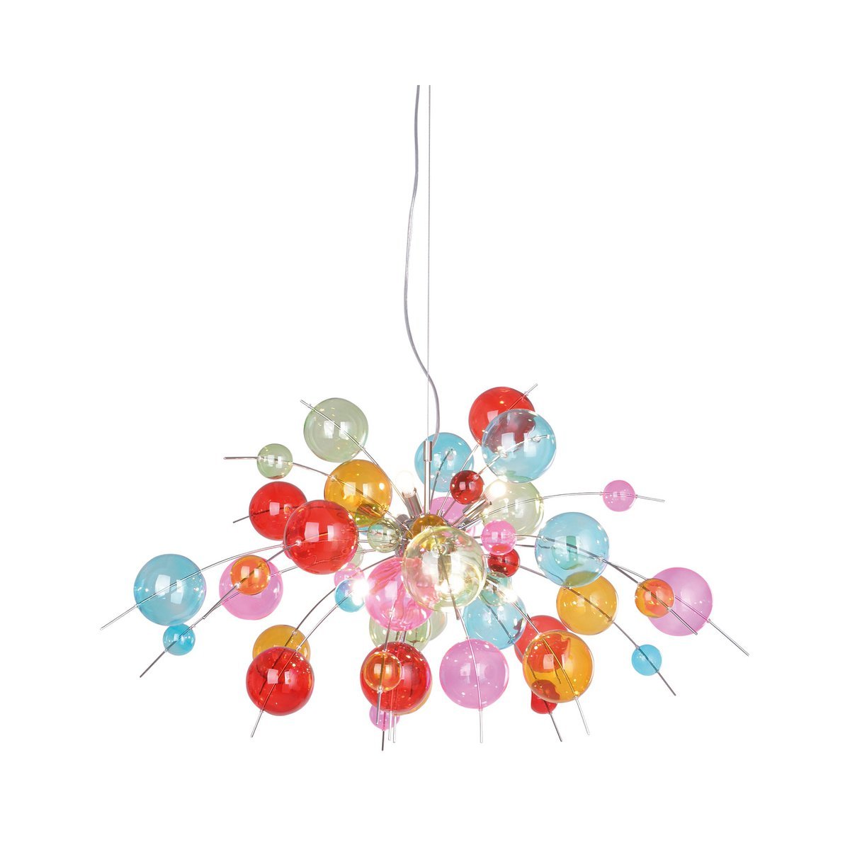 Hanger lamp "explosie" gekleurd gemaakt van metaal en glas, G9 -versies, hangende lamp voor eetkamer, woonkamer, hal of kantoor, Øca. 98 cm