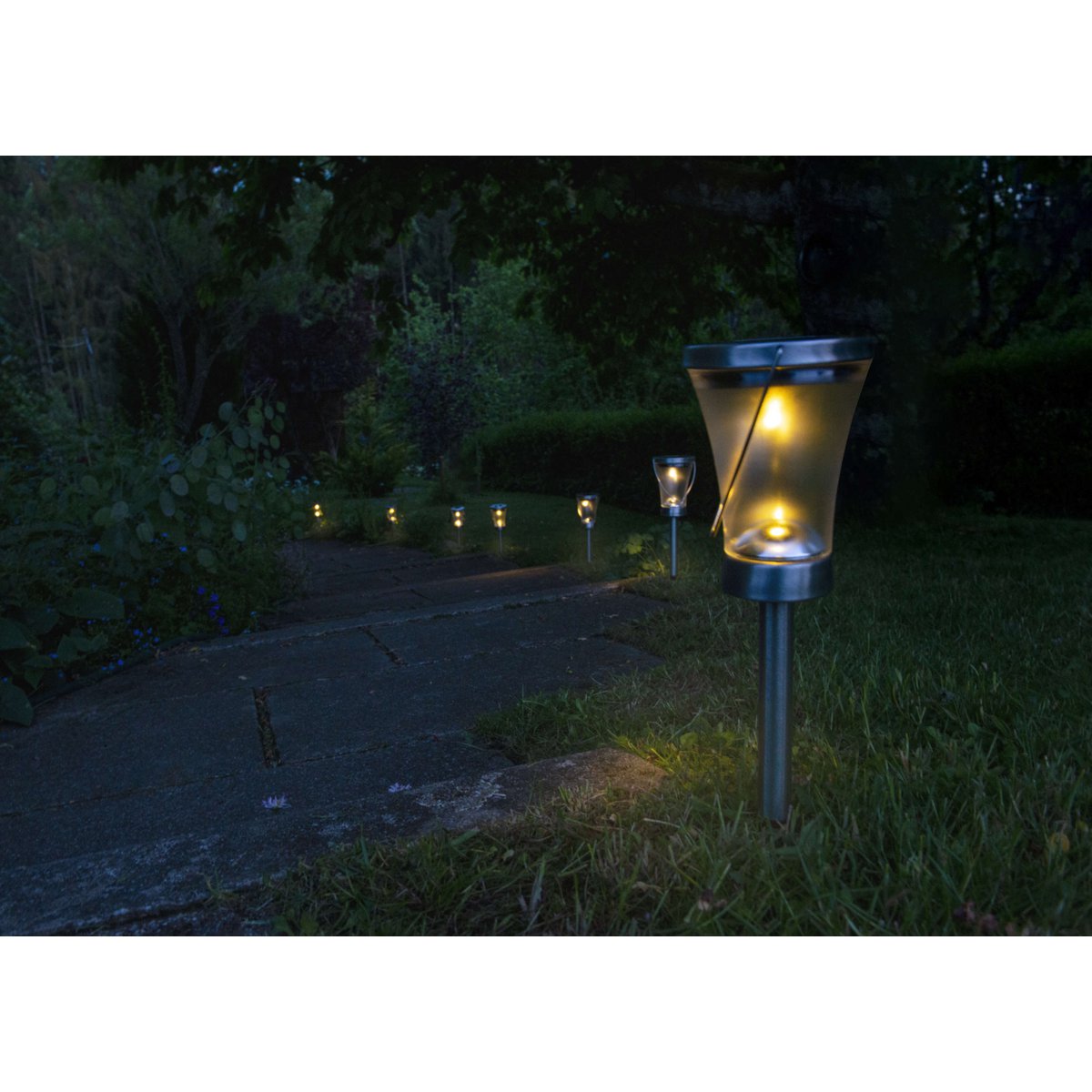8 Set LED-decoratie Solar Light, voor buiten, gemaakt van metaal en plastic in stalen blanke, geïntegreerde LED