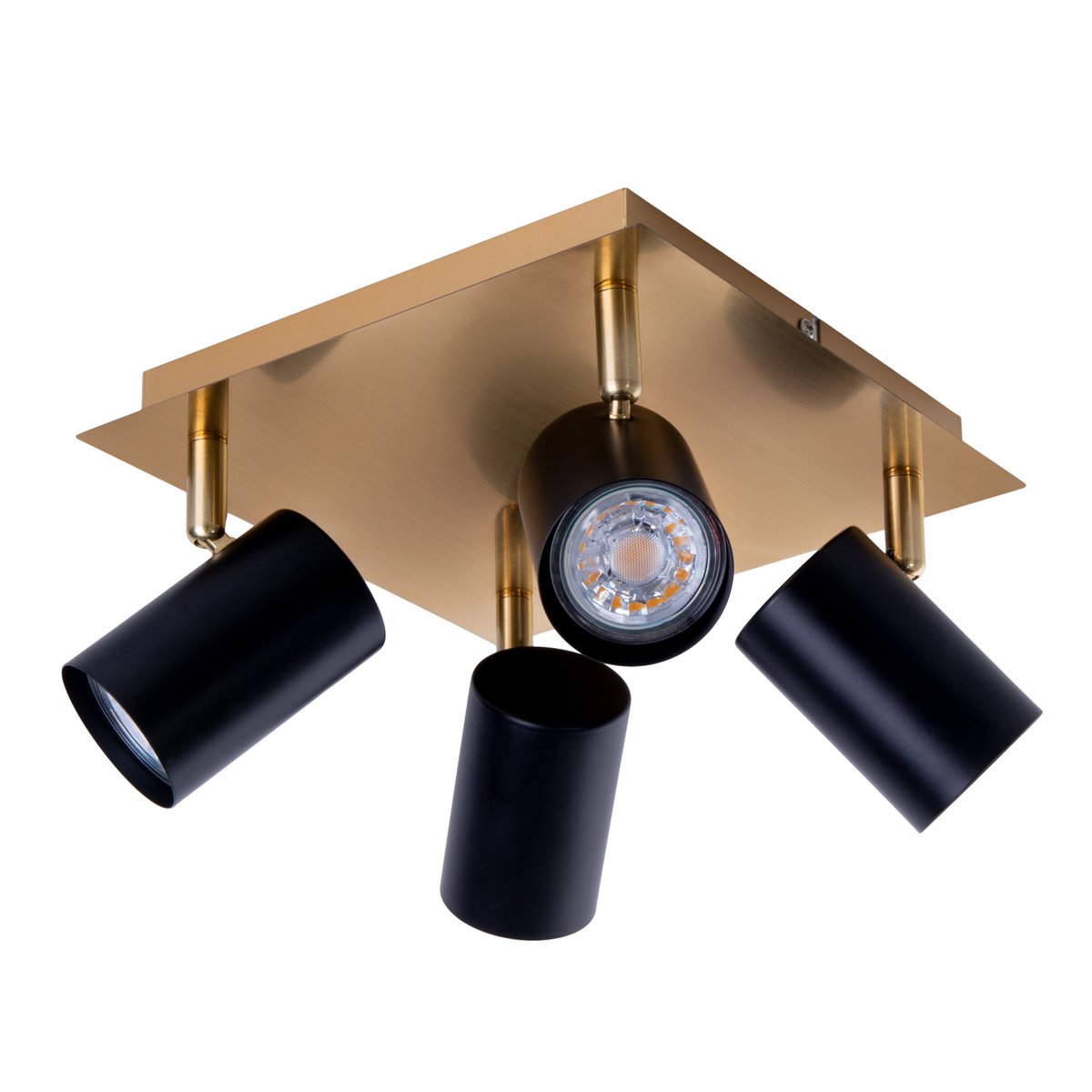 4 muur- en plafondlampen "Frida" in metalen zwart / goud, plafond schijnwerpers, GU10, plafondlamp voor eetkamer, woonkamer, gang of kantoor, 22 x 22 cm