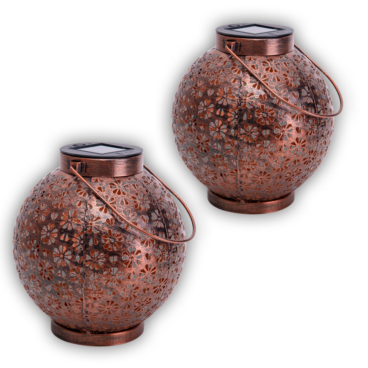 2 Set LED Decoratie Zonnelicht Ø 18 cm Buiten Decoratie gemaakt van metaal in brons met geïntegreerde LED's