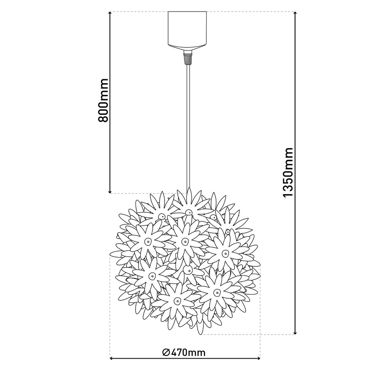 Hanger lamp "lotus" speelde hangende lamp gemaakt van wit plastic, met stevig geïnstalleerde LED's en een Øvon ca. 47 cm