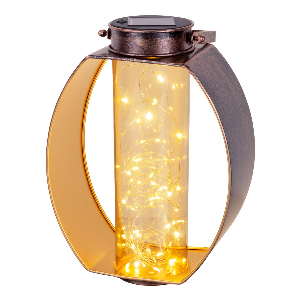 LED ZONNELIJKE LICHT "Fairylight" voor terras en balkon, LED -tafellamp gemaakt van metaal gemaakt van zwart en goud en acryl, stevig gebouwd -in LED's, decoratie Solar Light 26 x 19,5 x12,5 cm