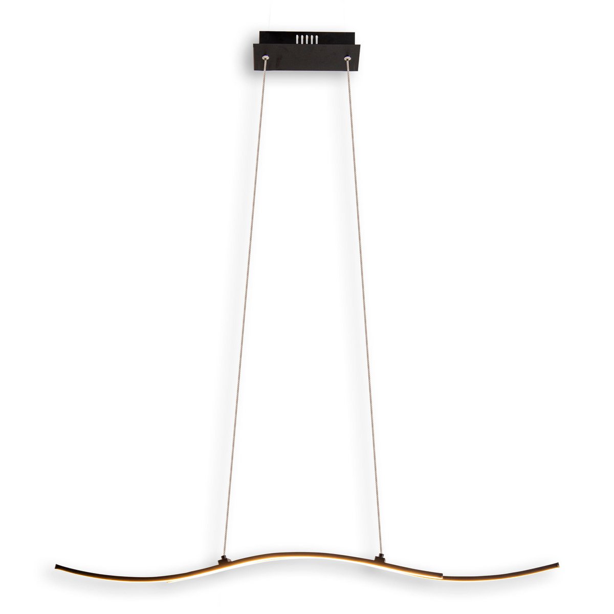 LED hanglamp "onda", hanglamp gemaakt van metaal en plastic in zwart, met stevig ingebouwde LED's, verlichting voor woonkamer, eetkamer of kantoor, 96 cm lang