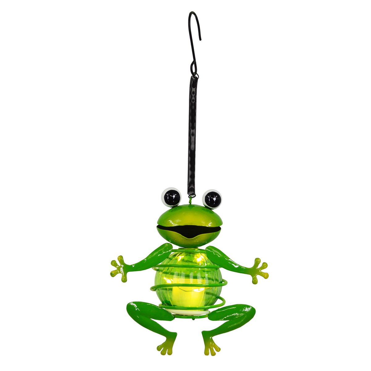 2 Set Solar-Deco Hanglight "Frosch" ca. 20 en 66 cm hoog, gemaakt van geschilderd. Dawn Sensor;