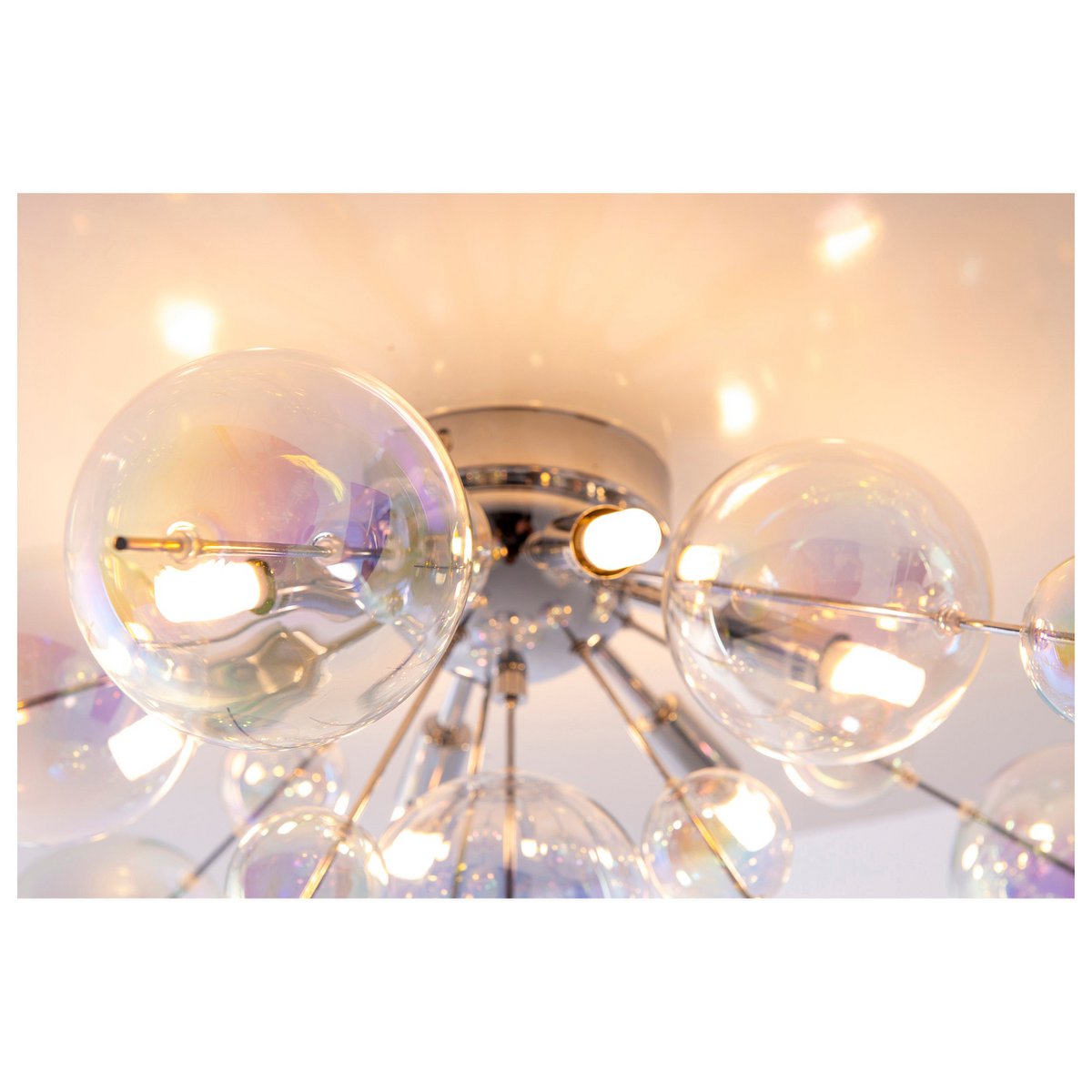 Plafondlamp "explosie" iris gemaakt van metaal en glas, G9 -versies, plafondlamp voor eetkamer, woonkamer, gang of kantoor, Ø57 cm