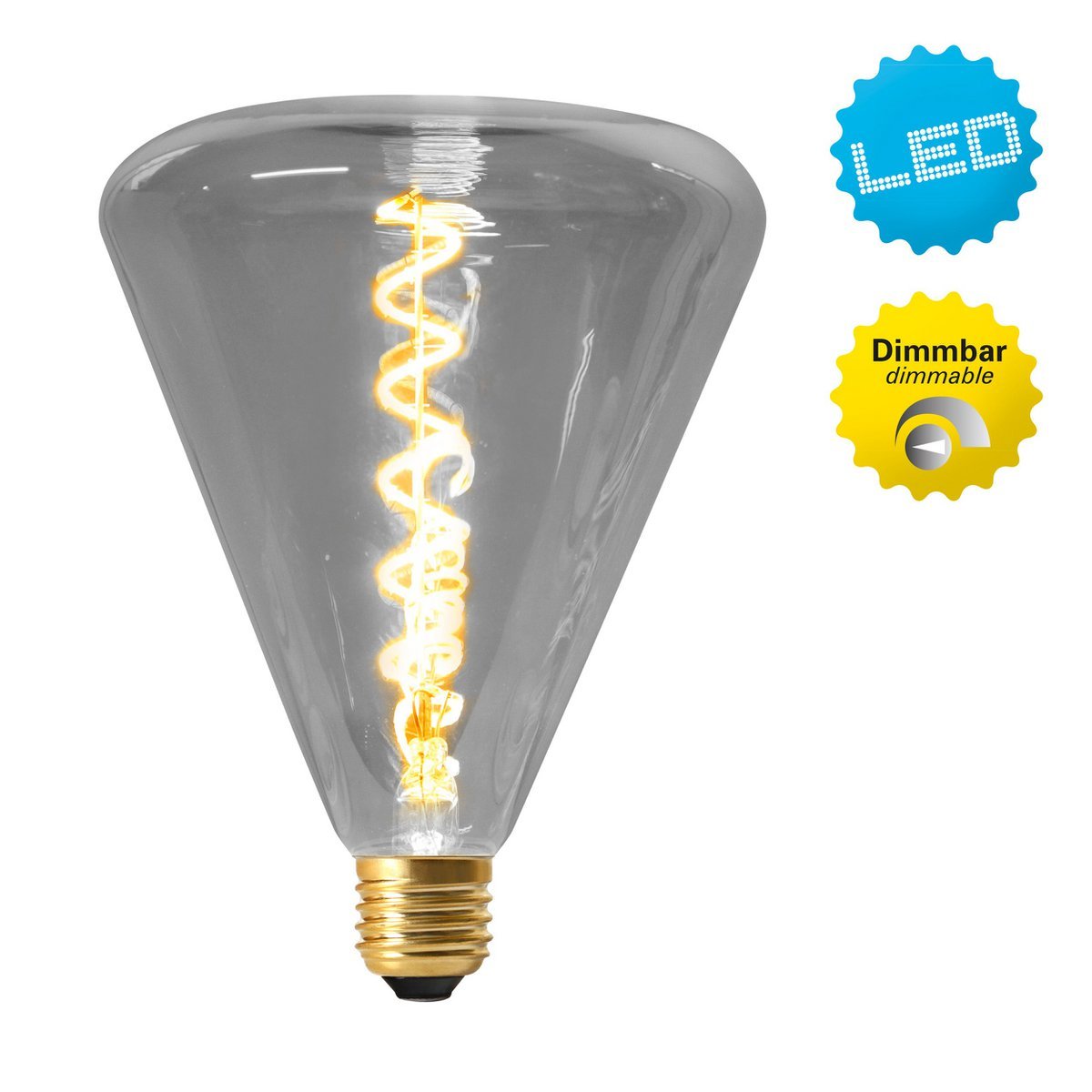 LED -lamp "Dilly" E27 versie 4 watt, metaal en glas in grijs