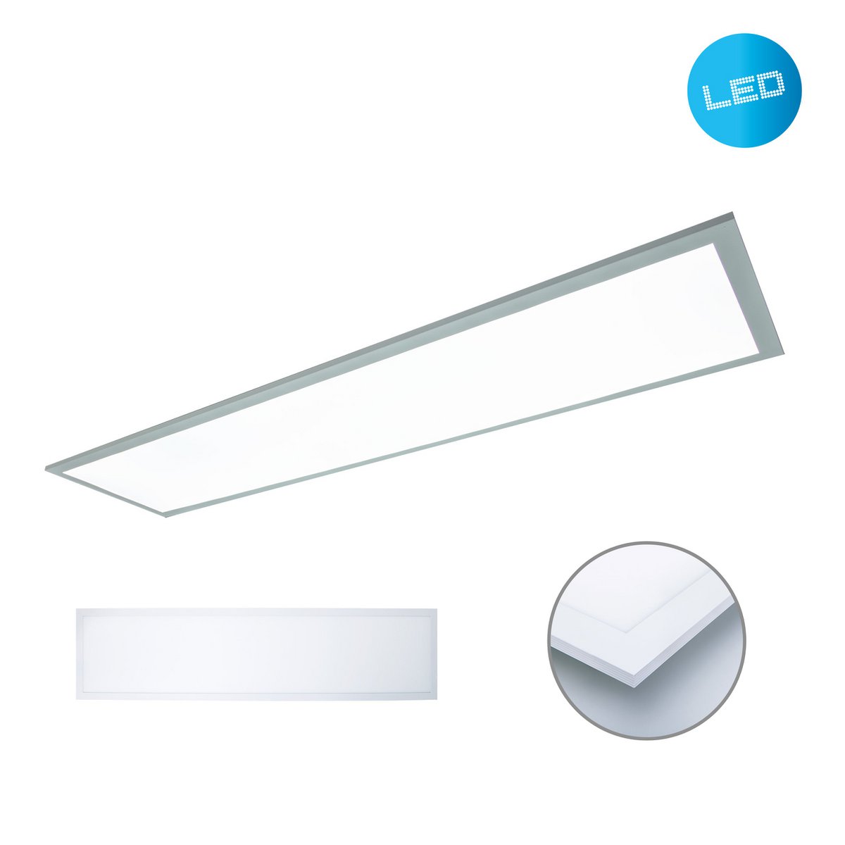 LED -assemblagepaneel "Nicola", montagelamp gemaakt van metaal en plastic met stevig ingebouwde LED's in neutraal wit, paneel voor interieurs 119,5 x 29,5 cm