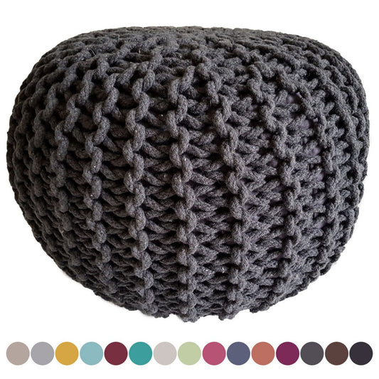 Brei -ontlasting pouf Ø 45 H 30 cm cm stoel pouf breien vloer kussen