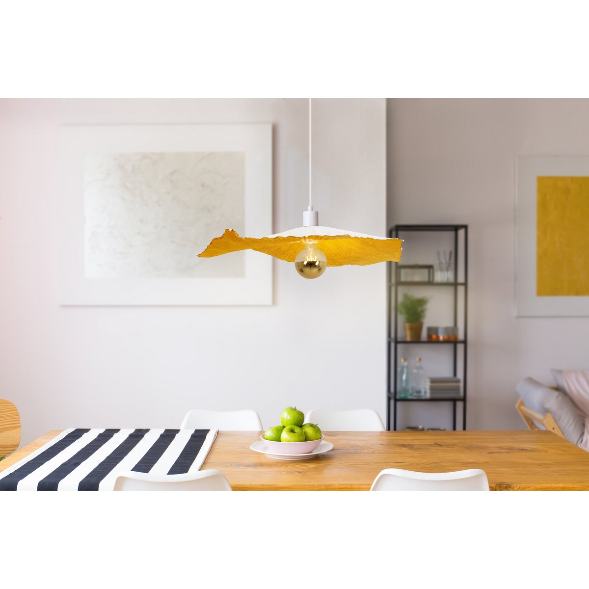 Papieren hanglamp "gek papier" Ø 56 cm gemaakt van gecoat papier in wit, E27 -versie, verlichting voor woonkamers of kantoor