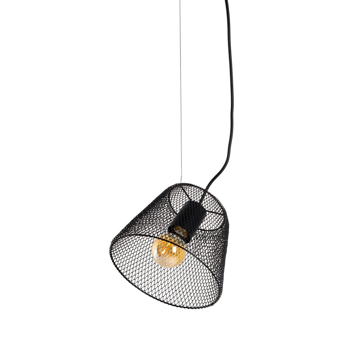 Hanger Lamp "Korie", metalen hanglamp in het zwart, met E27 -aansluiting, Ø20cm, voor woonkamer en kantoor.