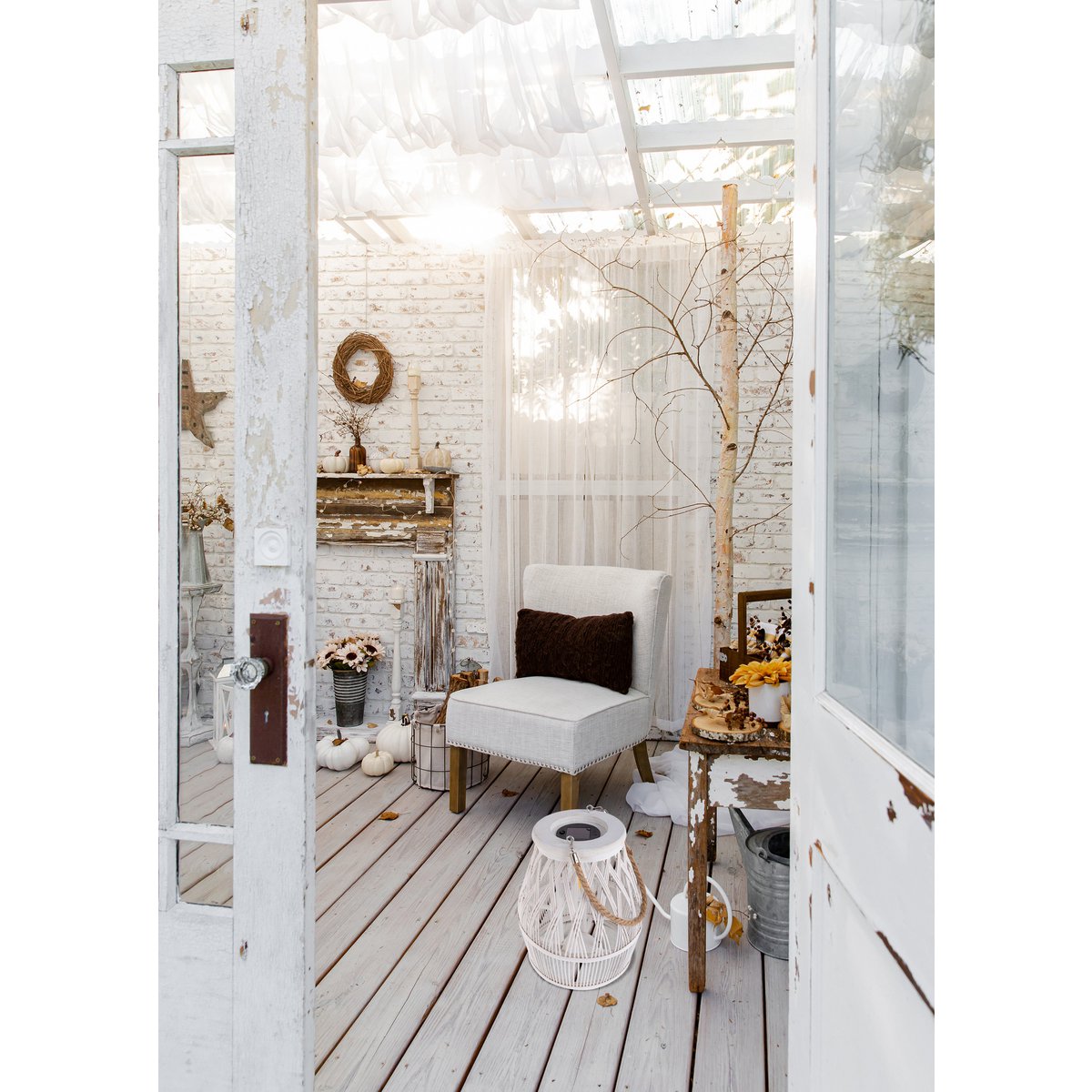 Led Solar Decolor "Korbinian" voor de tuin en het terras gemaakt van hout en rattan in de natuur, zonnelamp 34 cm hoog