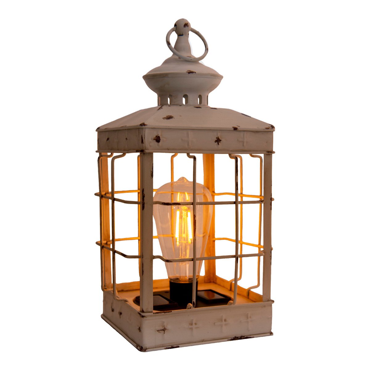 LED Decoratie Solar Light Lantern 31,5 cm hoog, antiek wit, gemaakt van metaal en plastic, LED geïntegreerd, voor buiten