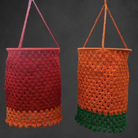 Luna -Leena Lampion Crochet - Rood - Organisch katoen - Handhaak in Nepal